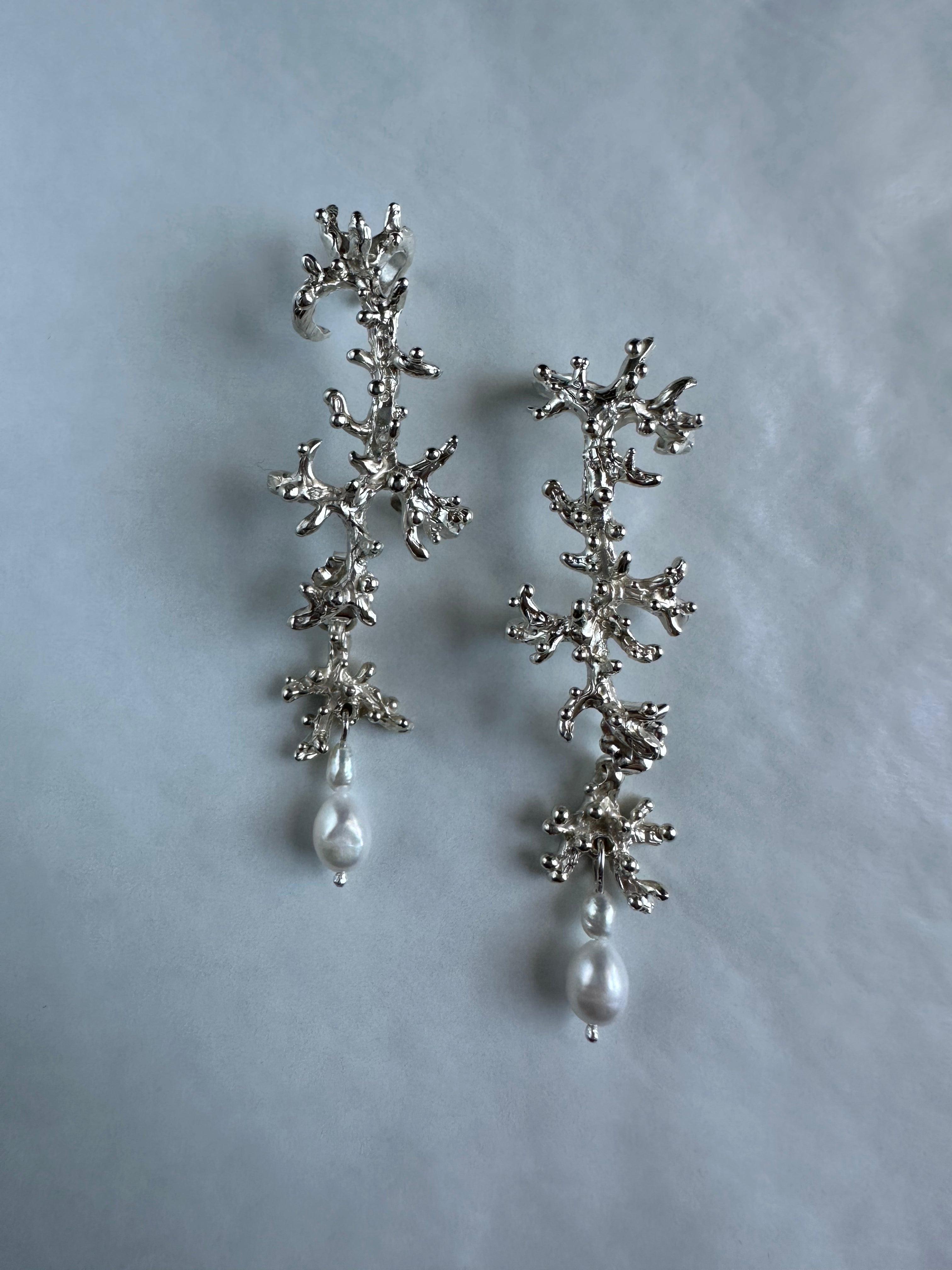 Maya Ear Climbers with Pearls