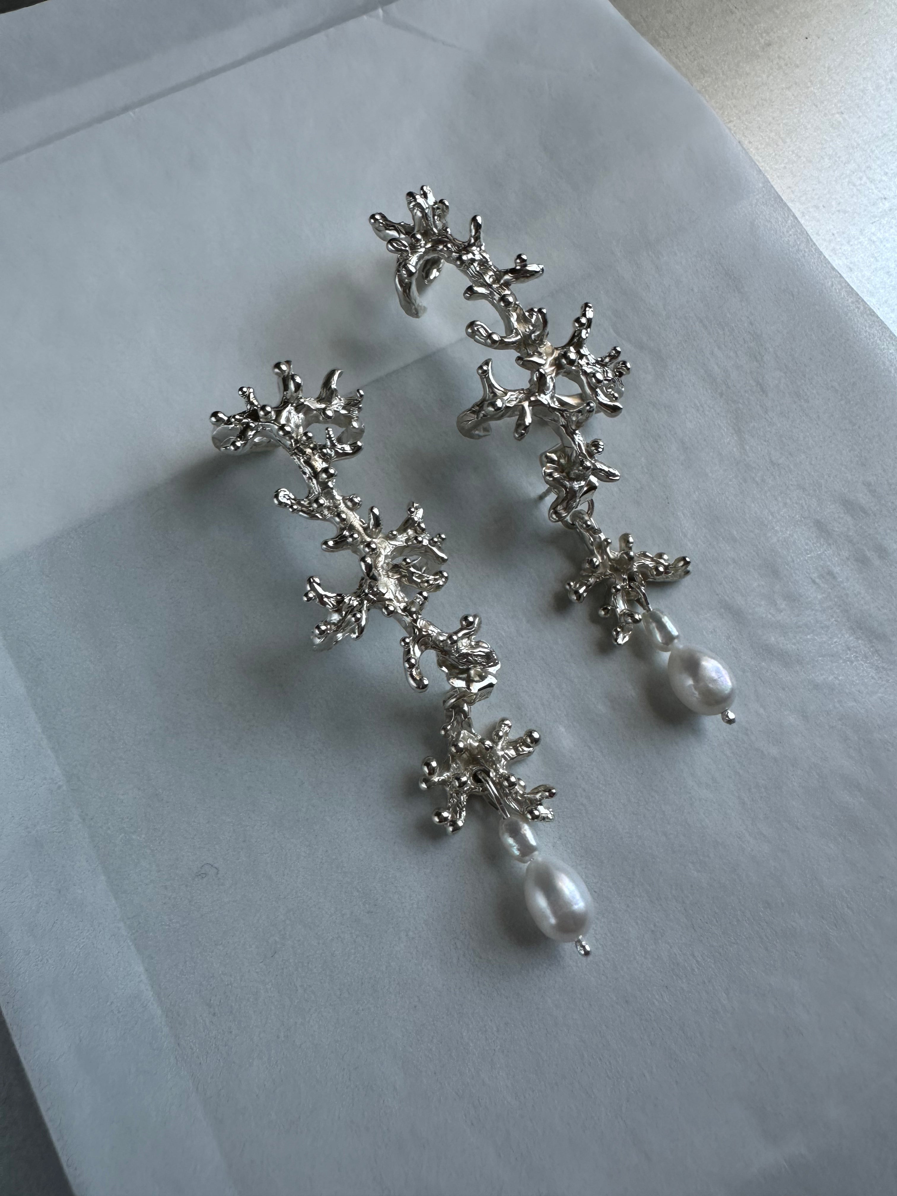 Maya Ear Climbers with Pearls